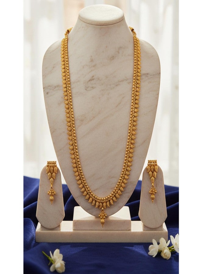 JFL - Jewellery for Less Traditional Ethnic One Gram Gold Plated Long Kairie Necklace & Earrings Set for Women and Girls,Valentine - Image 3