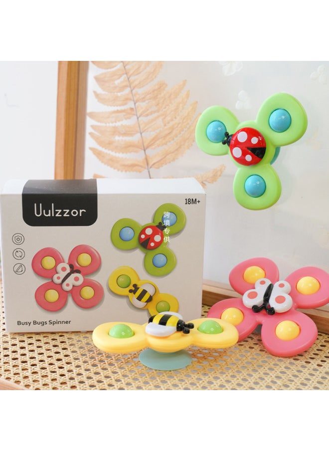 Generic - Sucker Insects Turn Music Flower Finger Spinning Top Fingertips Baby Bathroom Bath Children's Toys-Color:Insect Spinner—3-piece Set [boxed] 0.3kg - Image 1