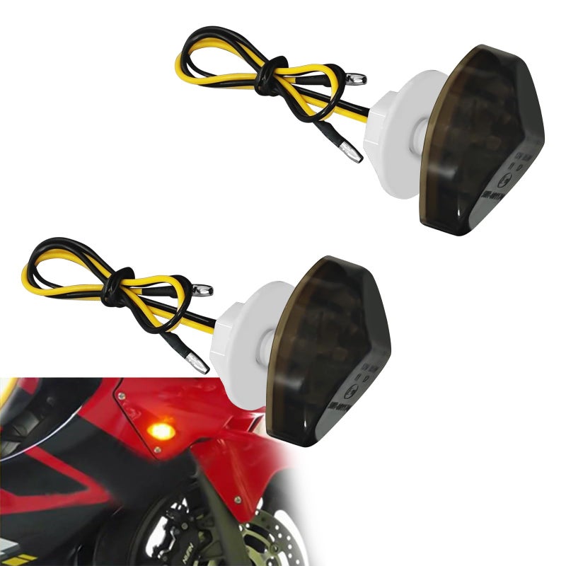 HHZL Flush Mount Motorcycle Turn Signals LED Amber Blinkers for Honda, Smoked Motorcycle Brake Blinkers, 12V Front Indicators Lights Turning Lamp for Honda CBR600RR CBR1000RR CBR600F4 CBR900(2PCS) - Image 1