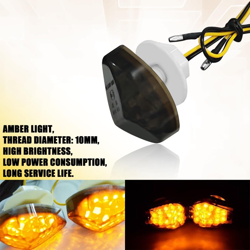HHZL Flush Mount Motorcycle Turn Signals LED Amber Blinkers for Honda, Smoked Motorcycle Brake Blinkers, 12V Front Indicators Lights Turning Lamp for Honda CBR600RR CBR1000RR CBR600F4 CBR900(2PCS) - Image 5