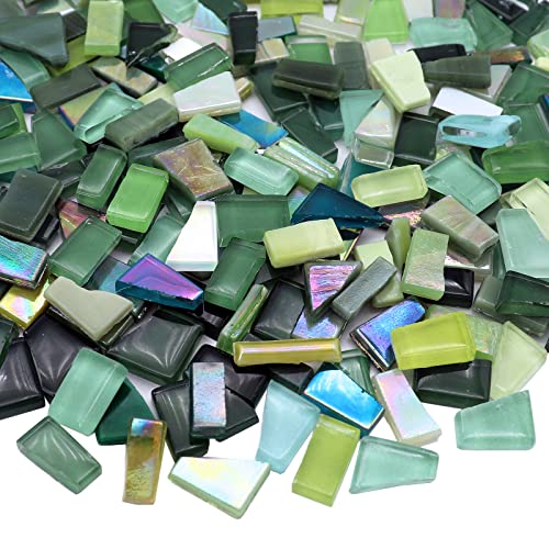 LITMIND Green Mixed Irregular Glass Mosaic Tiles for Art Crafts, 9oz Value Pack Mosaic Making Supplies, Mosaic Kits for Adults - Image 1