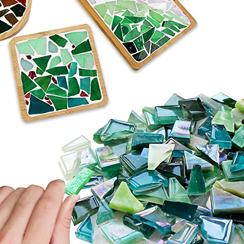 LITMIND Green Mixed Irregular Glass Mosaic Tiles for Art Crafts, 9oz Value Pack Mosaic Making Supplies, Mosaic Kits for Adults - Image 2