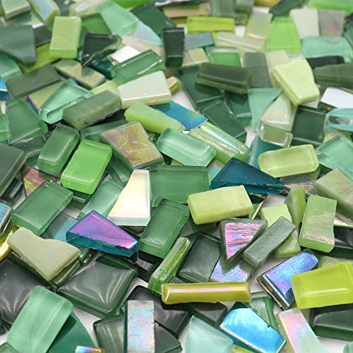 LITMIND Green Mixed Irregular Glass Mosaic Tiles for Art Crafts, 9oz Value Pack Mosaic Making Supplies, Mosaic Kits for Adults - Image 3
