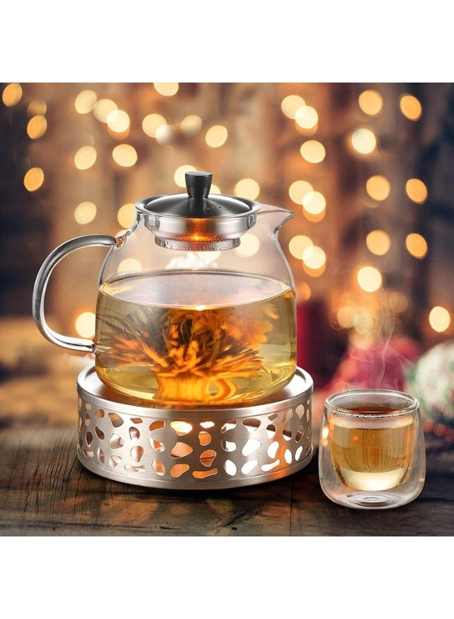 موثوقية التنبؤ سخان إبريق الشاي، قاعدة سخان قهوة من الفولاذ المقاوم للصدأ، سخان أطباق مع شمعة شاي، مناسب لأباريق الشاي الزجاجية والأطباق المقاومة للحرارة الأخرى (فضي) - Image 2