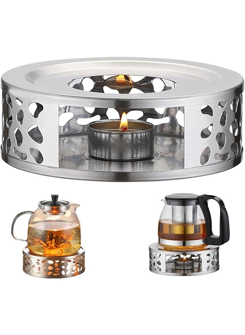 موثوقية التنبؤ سخان إبريق الشاي، قاعدة سخان قهوة من الفولاذ المقاوم للصدأ، سخان أطباق مع شمعة شاي، مناسب لأباريق الشاي الزجاجية والأطباق المقاومة للحرارة الأخرى (فضي) - Image 1