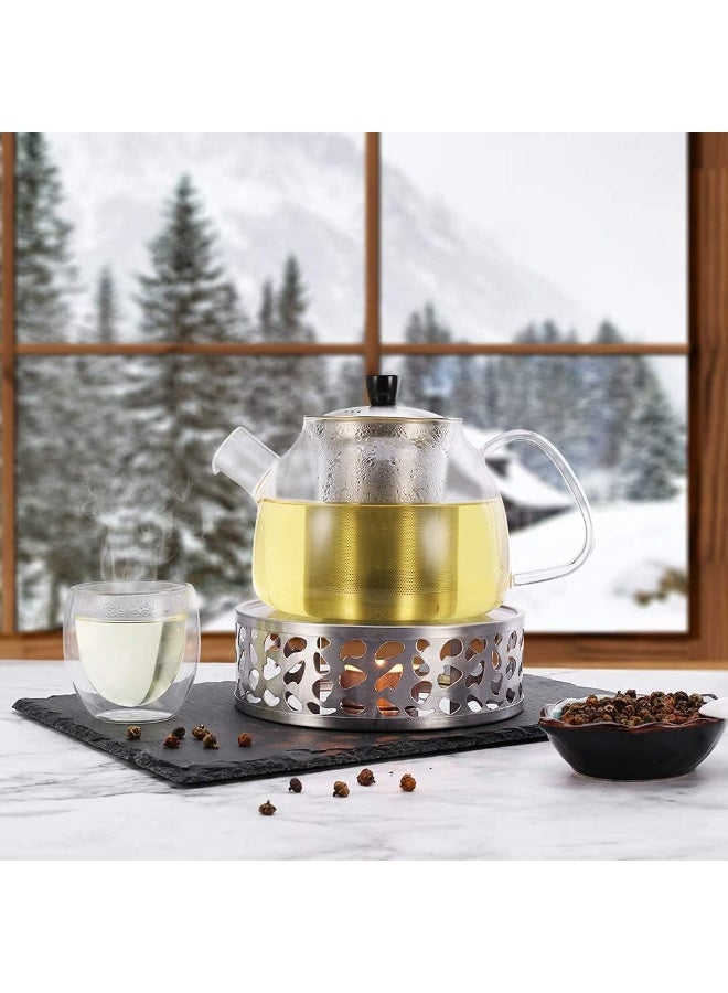 موثوقية التنبؤ سخان إبريق الشاي، قاعدة سخان قهوة من الفولاذ المقاوم للصدأ، سخان أطباق مع شمعة شاي، مناسب لأباريق الشاي الزجاجية والأطباق المقاومة للحرارة الأخرى (فضي) - Image 3