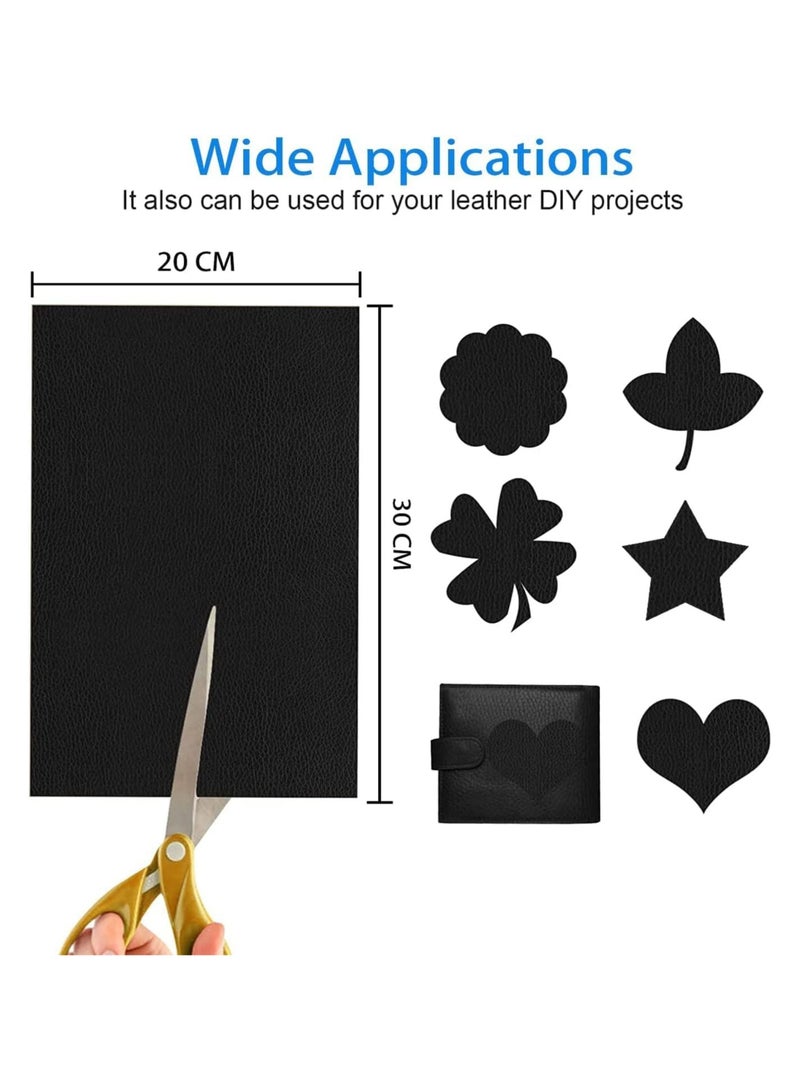 رقعة جلدية، ناعمة الملمس، ذاتية اللصق، طقم إصلاح جلدي للأرائك، مقاعد السيارات، الأثاث، الكراسي، وشريط لاصق جلدي (مقاس 30 سم × 20 سم) (قطعتان) (بني) - Image 2