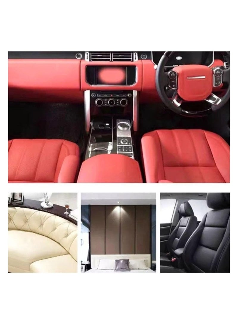 رقعة جلدية، ناعمة الملمس، ذاتية اللصق، طقم إصلاح جلدي للأرائك، مقاعد السيارات، الأثاث، الكراسي، وشريط لاصق جلدي (مقاس 30 سم × 20 سم) (قطعتان) (بني) - Image 5