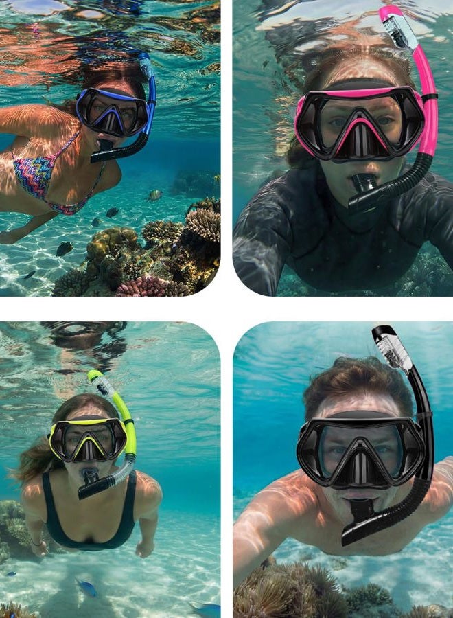 DIPUKI Snorkel mask Snorkeling Set for Adults and Youth, Diving mask and Full Dry Snorkel Swim Googles is Suitable for Snorkeling, Dive Scuba Diving, Swimming (Blue and White-Black) - Image 2
