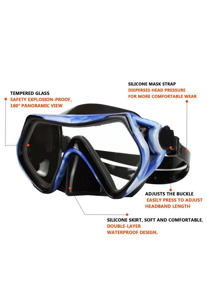 DIPUKI Snorkel mask Snorkeling Set for Adults and Youth, Diving mask and Full Dry Snorkel Swim Googles is Suitable for Snorkeling, Dive Scuba Diving, Swimming (Blue and White-Black) - Image 4