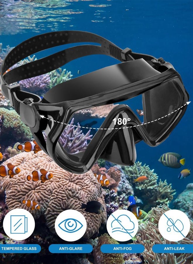 DIPUKI Snorkel mask Snorkeling Set for Adults and Youth, Diving mask and Full Dry Snorkel Swim Googles is Suitable for Snorkeling, Dive Scuba Diving, Swimming (Blue and White-Black) - Image 3