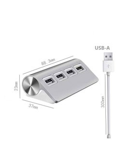 موزع USB 4 منافذ 3.0 عالي السرعة لنقل البيانات ملحقات الكمبيوتر محور USB رقمي لأجهزة الكمبيوتر المحمول وسطح المكتب - عدد الواجهات: كابل USB-a فضي 30 سم