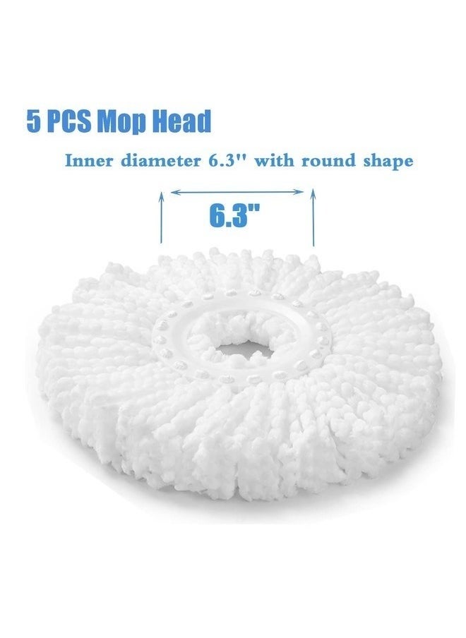 Zashe 5PCS Microfiber Replacement Mop Head – Spin Mop Head Replacement 5-Pack, Microfiber Refill Heads Universal for 360° Spin Magic Mopping, Round Shape, Standard Size, White  - Image 4