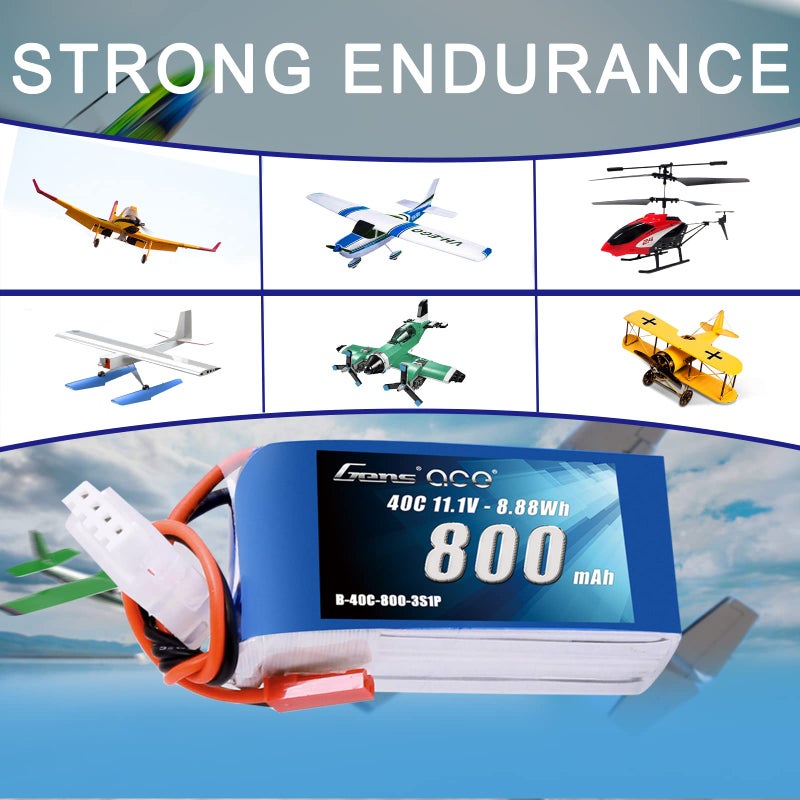 Gens ace Gens ace 3S 800mAh 11.1V 40C LiPo Battery Pack with JST Plug for 200 250 Heli 800mm Warbirds Eflite Blade CP CP Pro Helicopter Compare to E-flite EFLB8003SJ30  - Image 5