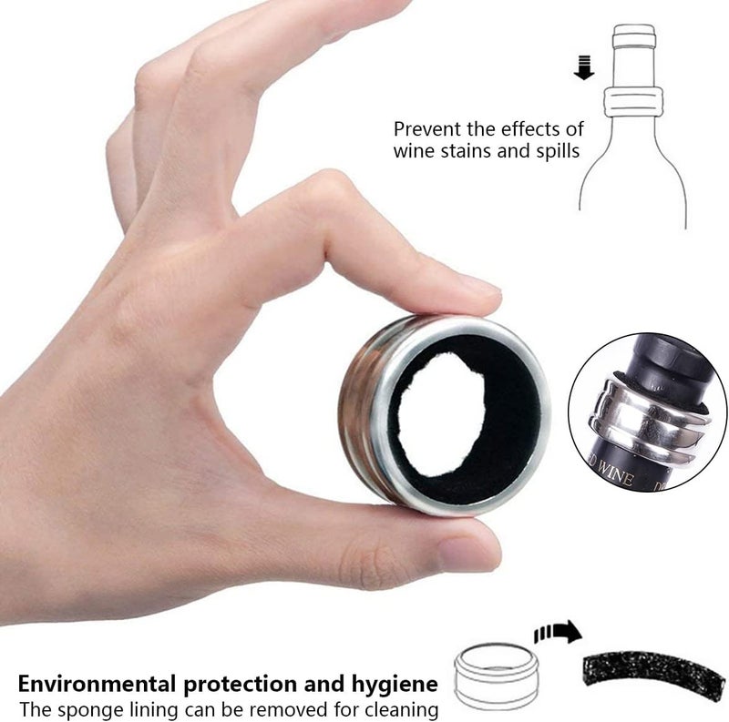 Incrizma Stainless Steel Wine Bottle Collars Classy Wine Collar Drip Rings Simple and Durable Wine Drop Stoppers with Velvet Felts Small Handy Gadgets for Kitchen and Bar Standard 4 Count  - Image 2