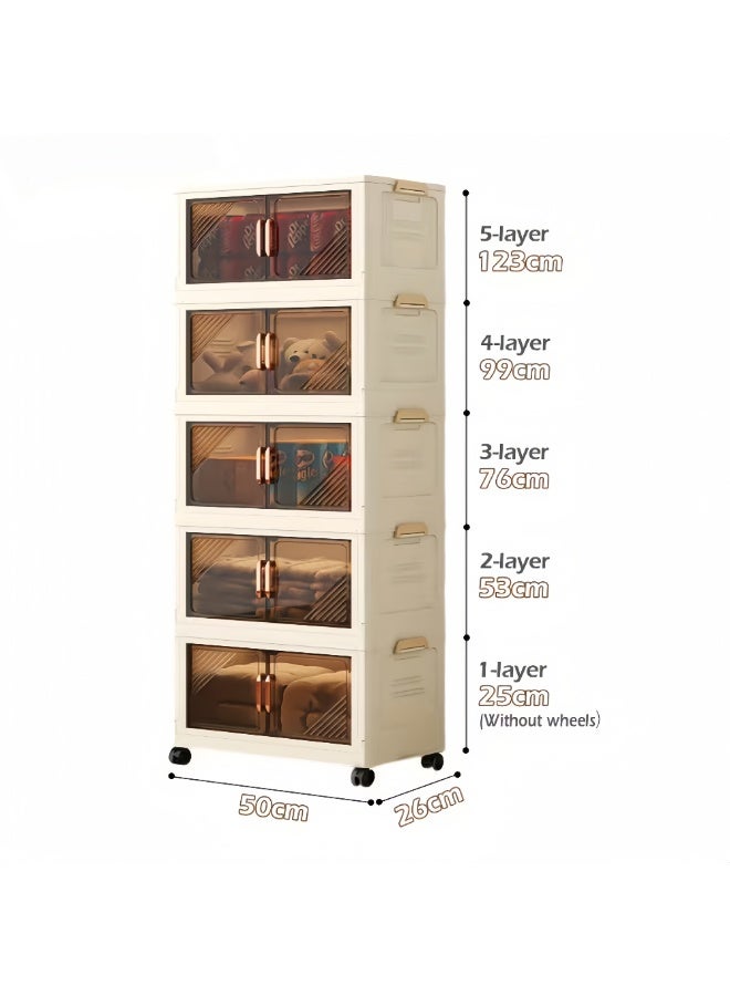 BLOOMING TIME Portable Foldable Wardrobe Closet with Hanging Rod, Large Clothes Storage Cabinet with Doors, Dustproof Freestanding Clothing Organizer, Stackable Portable Closet for Bedroom, Apartment, Dorm, 50 x 26x123 cm - Image 2