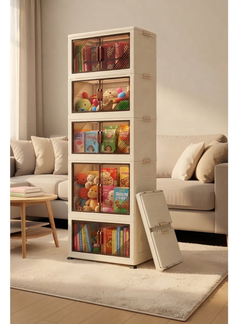 BLOOMING TIME Portable Foldable Wardrobe Closet with Hanging Rod, Large Clothes Storage Cabinet with Doors, Dustproof Freestanding Clothing Organizer, Stackable Portable Closet for Bedroom, Apartment, Dorm, 50 x 26x123 cm - Image 1