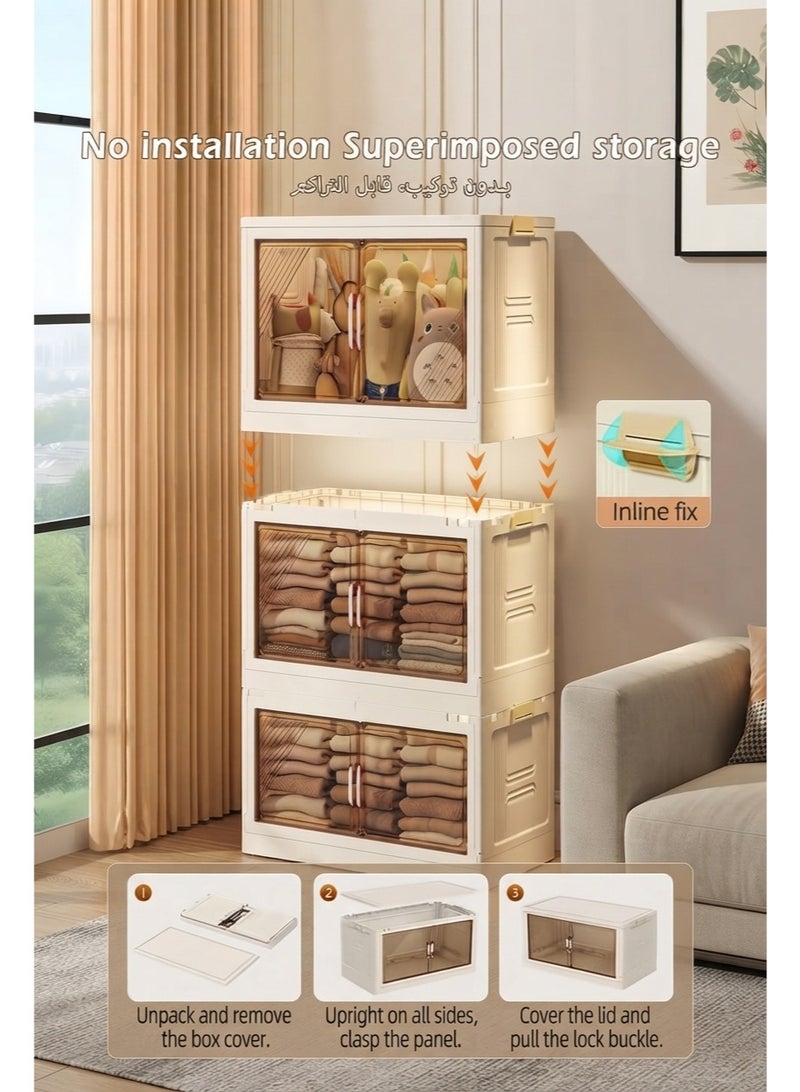 BLOOMING TIME Portable Foldable Wardrobe Closet with Hanging Rod, Large Clothes Storage Cabinet with Doors, Dustproof Freestanding Clothing Organizer, Stackable Portable Closet for Bedroom, Apartment, Dorm, 50 x 26x123 cm - Image 3
