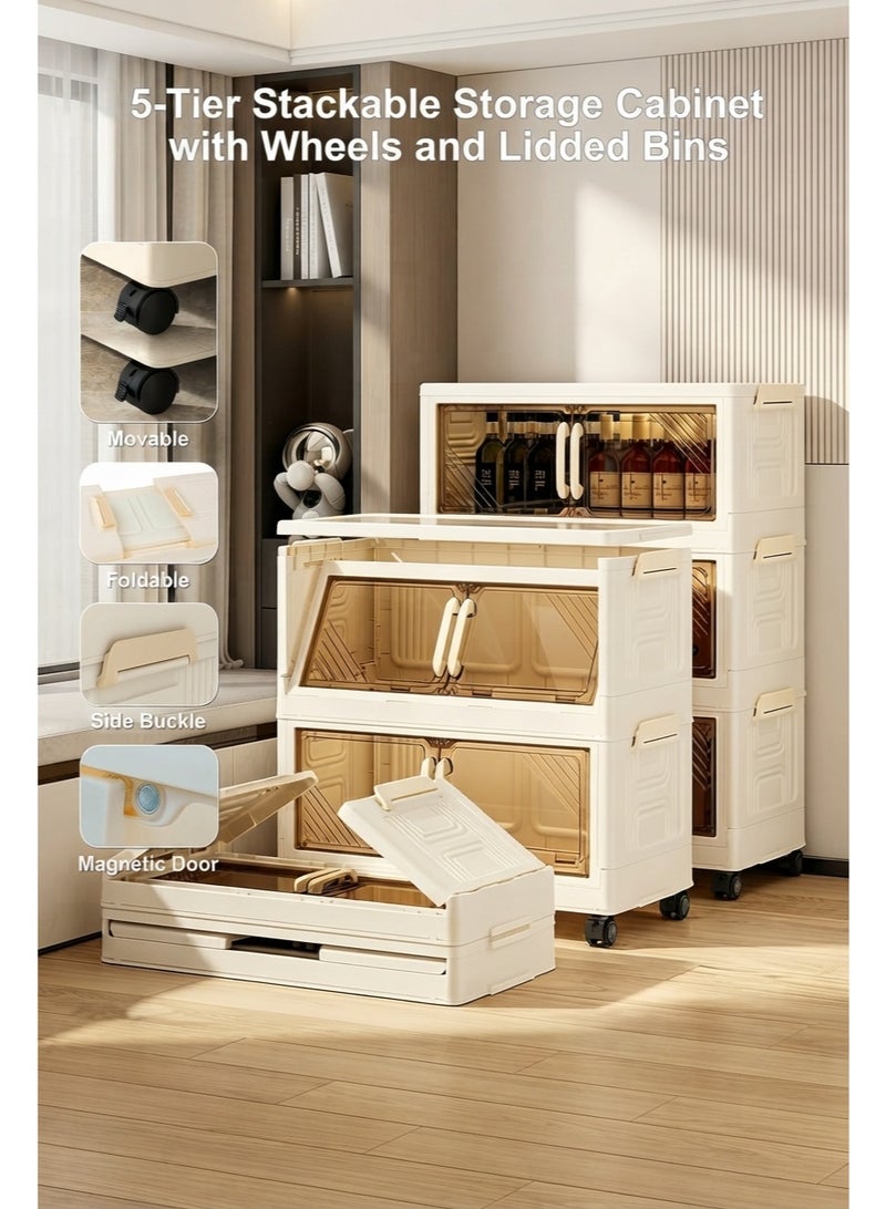 BLOOMING TIME Portable Foldable Wardrobe Closet with Hanging Rod, Large Clothes Storage Cabinet with Doors, Dustproof Freestanding Clothing Organizer, Stackable Portable Closet for Bedroom, Apartment, Dorm, 50 x 26x123 cm - Image 4