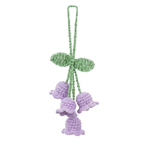 BSMTEBN Lily Flower Handmade Knitted Car Mirror Hanging Accessories, Rear Riew Mirror Accessories Car Decorations for Women Men - Image 1