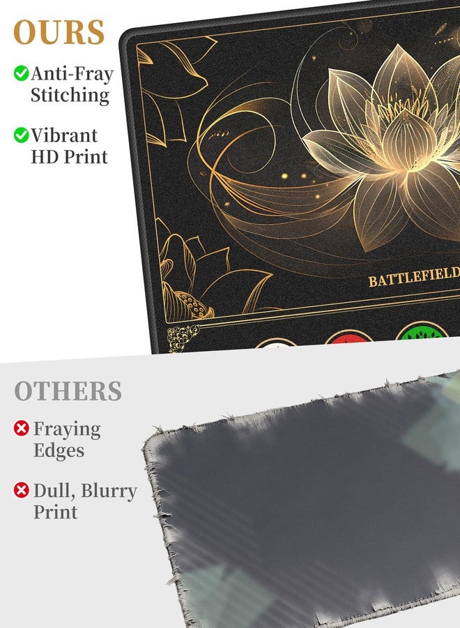 ان اي هوم سجادة لعب NiHome متوافقة مع لعبة MTG Magic The Gathering، مقاس 24 × 14 بوصة - قاعدة مطاطية مانعة للانزلاق، حواف مخيطة، مناطق مخصصة للبطاقات، وغطاء تخزين واقٍ (بنمط زهرة اللوتس). - Image 5