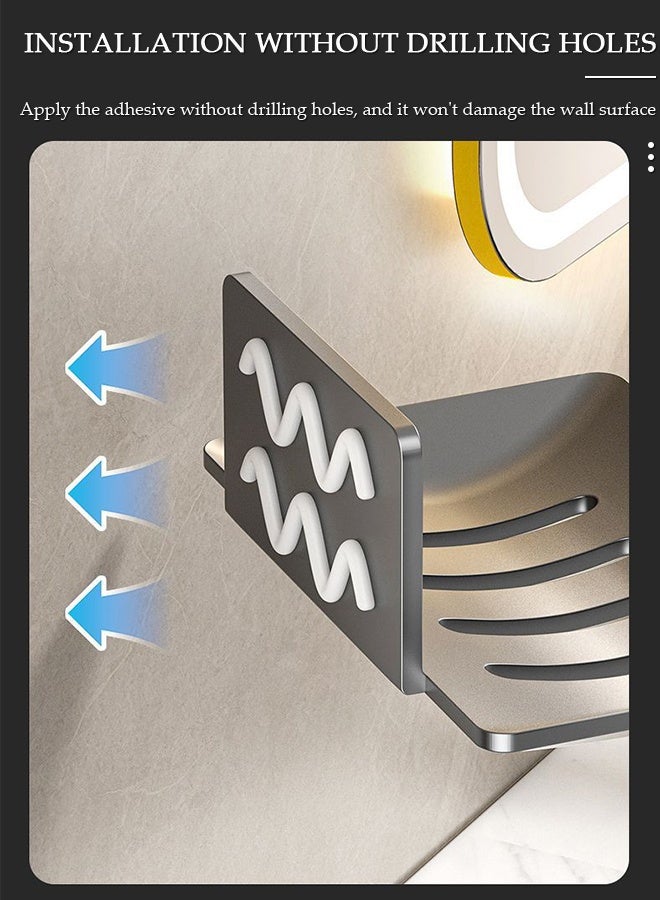 DUNISO 2PCS Soap Tray Storage Soap Rack Wall Mounted Soap Dish for Shower Drain Rack Punch-Free Stainless Steel Soap Dish No Trace Soap Box Kitchen Organizer Bathroom Accessories - Image 5