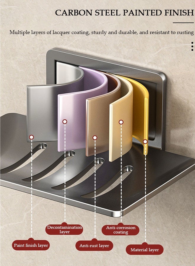 DUNISO 2PCS Soap Tray Storage Soap Rack Wall Mounted Soap Dish for Shower Drain Rack Punch-Free Stainless Steel Soap Dish No Trace Soap Box Kitchen Organizer Bathroom Accessories - Image 4