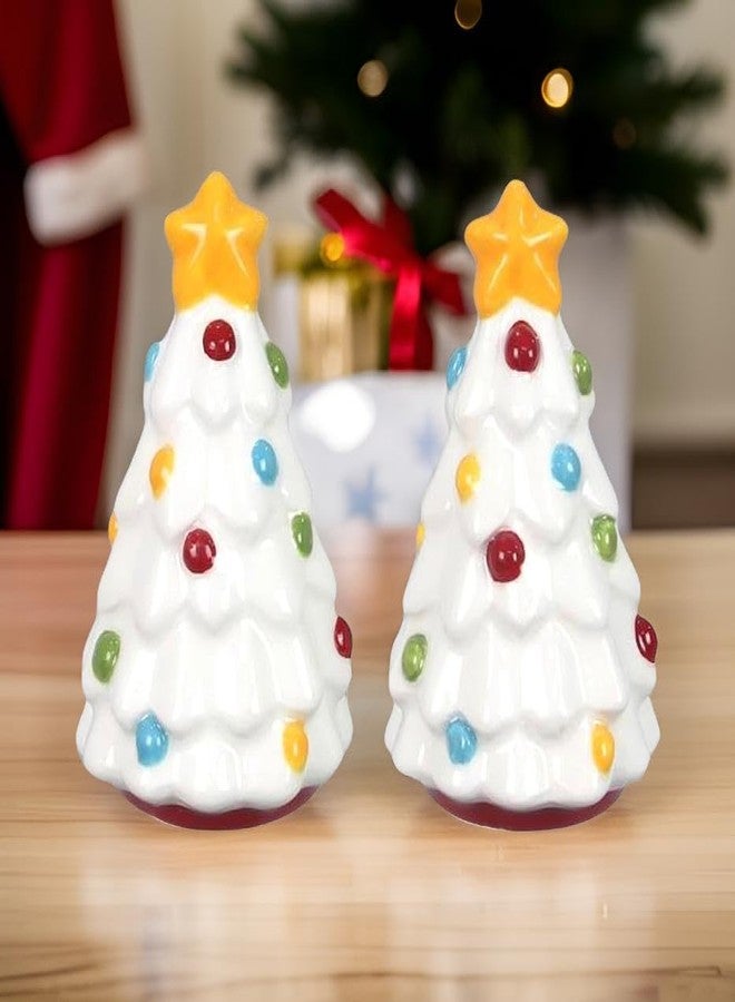 The Bridge Collection White Christmas Tree Salt and Pepper Shaker Set - 2 Piece Set - Christmas Kitchen Items - Fun Salt and Pepper Shakers for Home Decor - Image 3