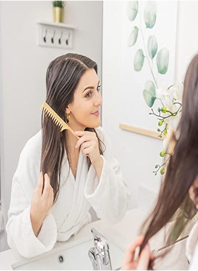 Wide Tooth Wooden Rat Tail Comb Hair Tool For Teasing Strands & Post Styling Peach Rattail Wood Pick Handle For Sectioning & Parting Perfect For Professional & Personal Use