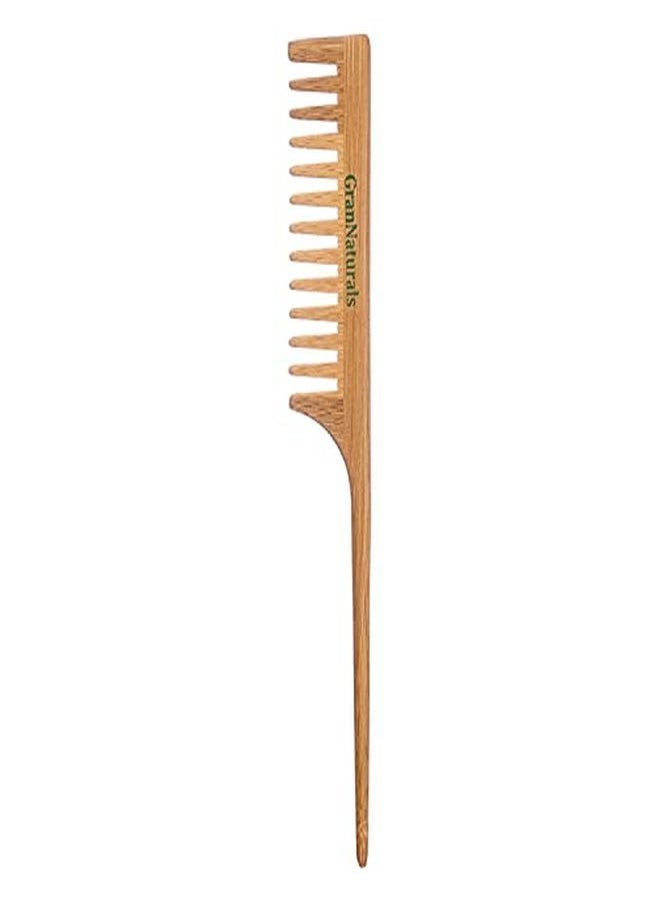 Wide Tooth Wooden Rat Tail Comb Hair Tool For Teasing Strands & Post Styling Peach Rattail Wood Pick Handle For Sectioning & Parting Perfect For Professional & Personal Use