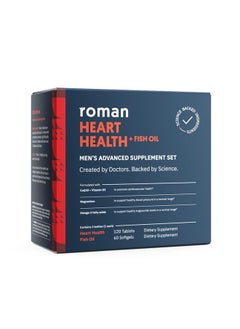 Heart Health | Men's Daily Nutritional Supplement for Cardiovascular Support, Features Magnesium, Vitamins K + D3, CoQ10, and Spirulina | 30-Day Supply (120 Tablets + 60 Fish Oil Softgels)