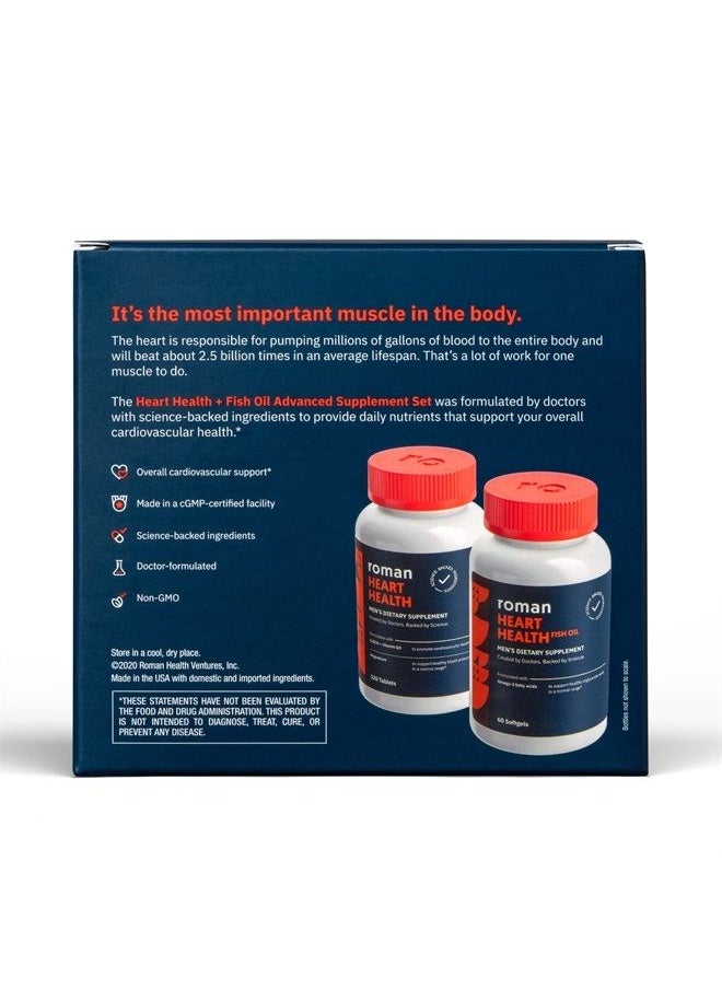 Roman - Heart Health | Men's Daily Nutritional Supplement for Cardiovascular Support, Features Magnesium, Vitamins K + D3, CoQ10, and Spirulina | 30-Day Supply (120 Tablets + 60 Fish Oil Softgels) - Image 1