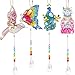 Queekay 4 Pieces Diamond Painting Suncatcher DIY Wind Chime Kit Hanging Double Sided Hummingbird Butterfly Cat Peacock - Image 2