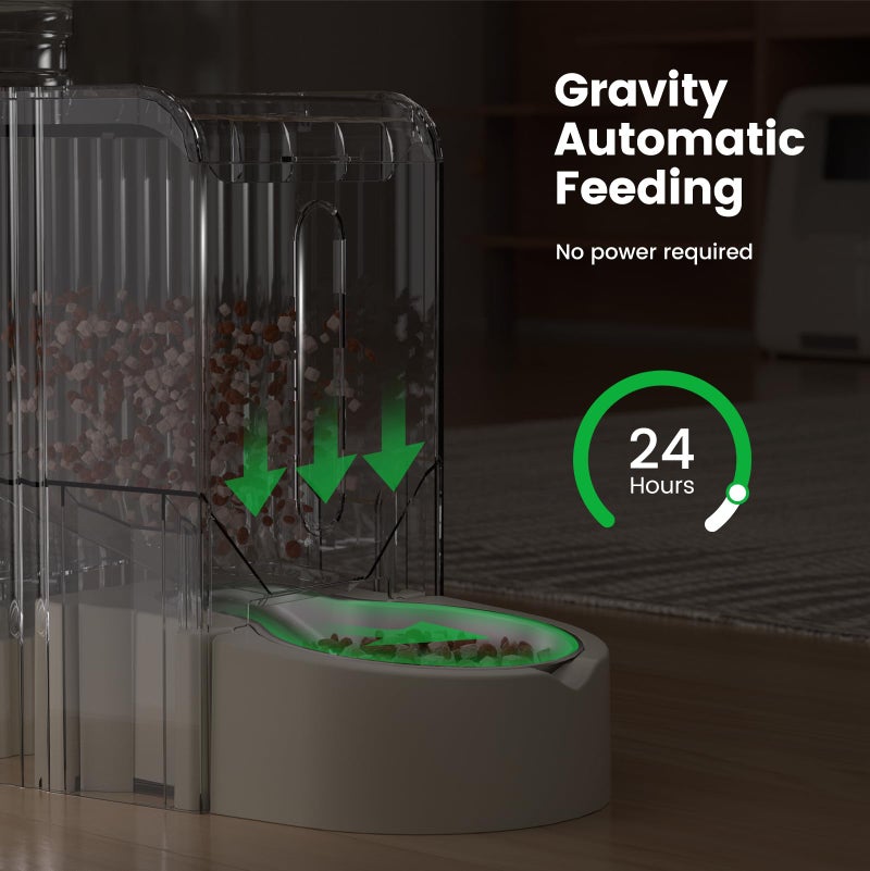 Gardner Pet Gravity Automatic 2-in-1 Pet Feeder, 0.8 Gallons*2 Cat Feeder and Water Dispenser Set, 100% BPA-Free Feeder and Stainless Steel Water Dispenser for Dogs, Cats, Rabbits, Puppies (Beige) - Image 4