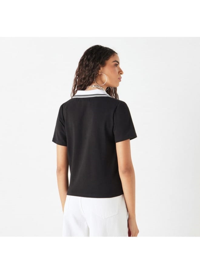 SP Characters Embroidered Polo T-shirt with Short Sleeves  - Image 4