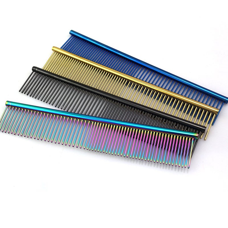 Grtdrm ZoCr Stainless Steel Pet Comb for Dogs Cats, Pet Grooming Comb with Different Spaced Rounded Teeth (Purple) - Image 2