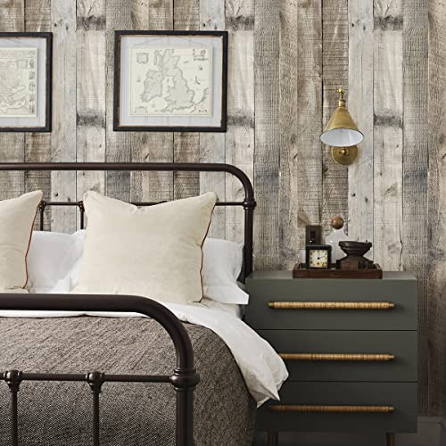 Livebor Light Gray Wood Contact Paper Peel and Stick Wallpaper 17.7”x 120” Wood Wallpaper Peel and Stick Shiplap Contact Paper Wood Plank Self Adhesive Wallpaper Distressed Wood Wall Paper - Image 4