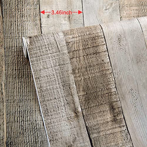 Livebor Light Gray Wood Contact Paper Peel and Stick Wallpaper 17.7”x 120” Wood Wallpaper Peel and Stick Shiplap Contact Paper Wood Plank Self Adhesive Wallpaper Distressed Wood Wall Paper - Image 5