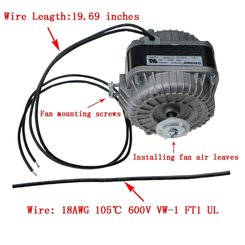Retafe YZF18-25 Electric Fan Shaded Pole Motor 120V 60Hz 1.01A 18W AC Fan Motor for Small Ventilation Equipment,Refrigeration Equipment Radiator Evaporator (YZF18-25) - Image 3