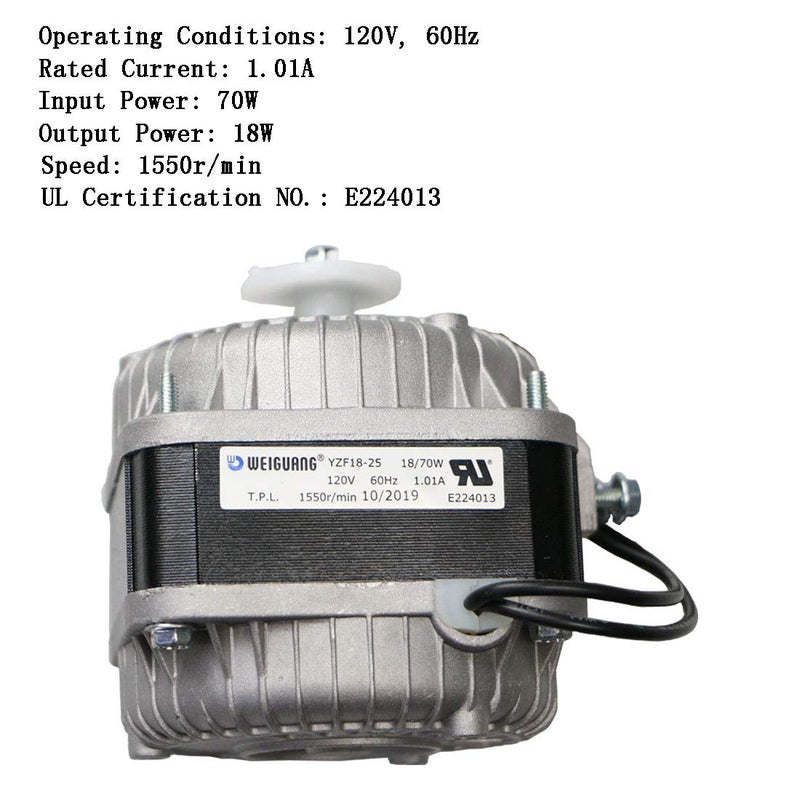 Retafe YZF18-25 Electric Fan Shaded Pole Motor 120V 60Hz 1.01A 18W AC Fan Motor for Small Ventilation Equipment,Refrigeration Equipment Radiator Evaporator (YZF18-25) - Image 2