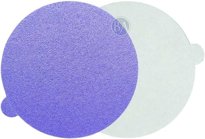 Benchmark Abrasives 5" Premium Ceramic Purple No Hole PSA Discs with Tab, Self Adhesive Random Orbital Sander Discs for Sanding Polishing on Metal Wood Fiberglass (50 Pack) - 120 Grit - Image 2