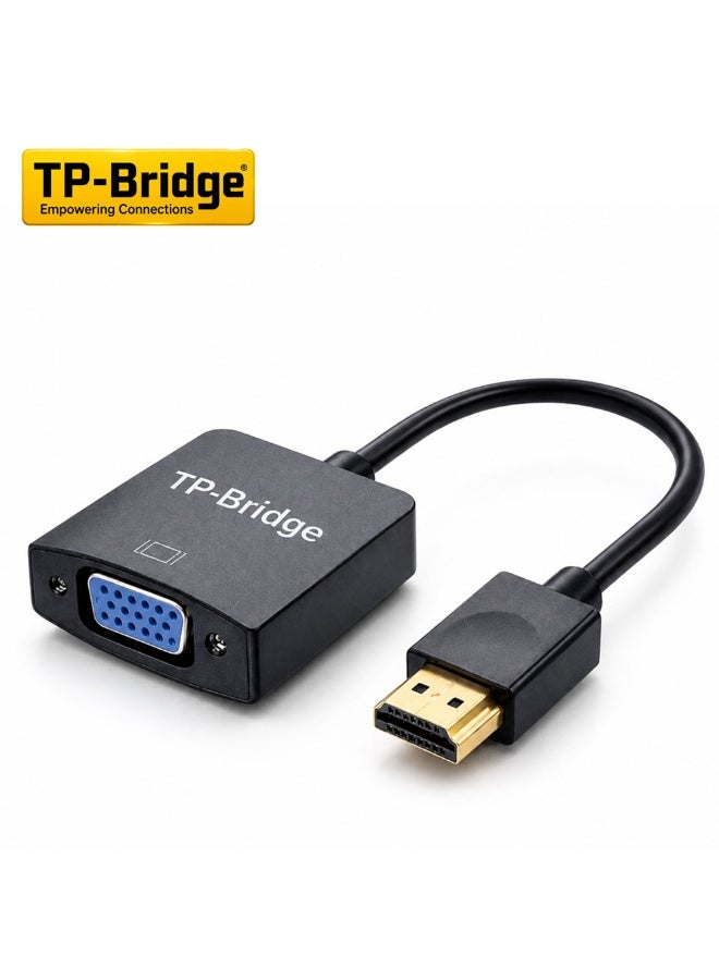 تي بي بردج كابل محول الفيديو TP-Bridge من HDMI إلى VGA، محول مطلي بالذهب (من ذكر إلى أنثى) لأجهزة الكمبيوتر واللابتوب وأجهزة التلفزيون عالية الدقة (HDTV) وأجهزة العرض الضوئي (البروجيكتور). - Image 1