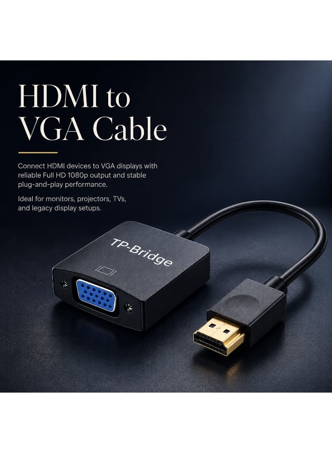 تي بي بردج كابل محول الفيديو TP-Bridge من HDMI إلى VGA، محول مطلي بالذهب (من ذكر إلى أنثى) لأجهزة الكمبيوتر واللابتوب وأجهزة التلفزيون عالية الدقة (HDTV) وأجهزة العرض الضوئي (البروجيكتور). - Image 5
