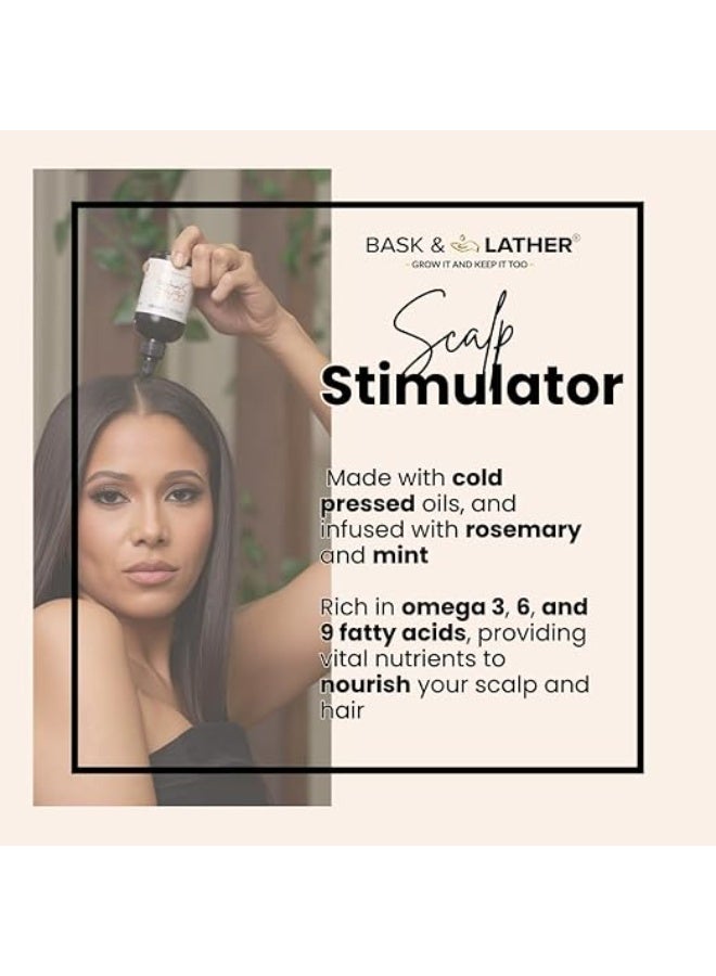 Bask & Lather Scalp Stimulator Hair Growth Oil, Cold Pressed Mint and Rosemary Blend with Grapeseed for Hair Growth, Organic Natural Leave in, All Hair Types, 2 Fl Oz - Image 3