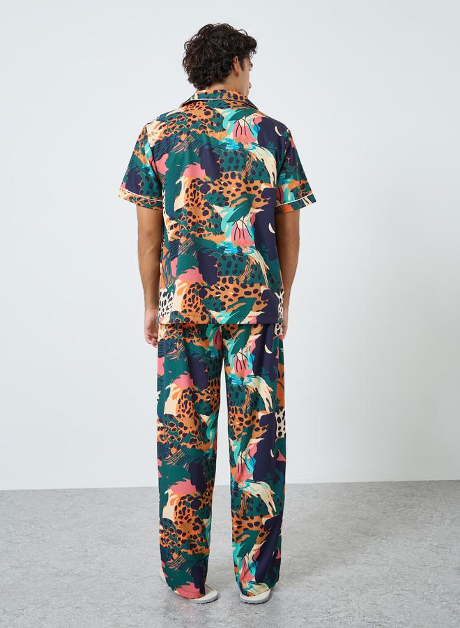 Styli Men Abstract Print Relaxed Fit Shirt and Pyjama Set - Image 4