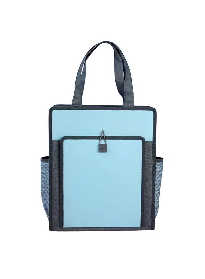 FunBlast Hand Bag for Women, Girls and Children, Multi-Purpose Waterproof Portable Carrying Bag, Tote Bag, File Bag, Lunch Bag, office Bag, Double Layer Zipper Bag - Blue - Image 1