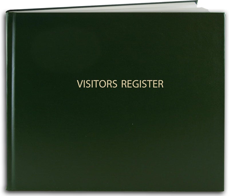 BookFactory Visitor Log Book/Visitor Register/Visitor Sign-in Book - 120 Pages, 8 7/8'' x 7'' - Green Cover, Section Sewn Hardbound (Made in USA) - Image 1