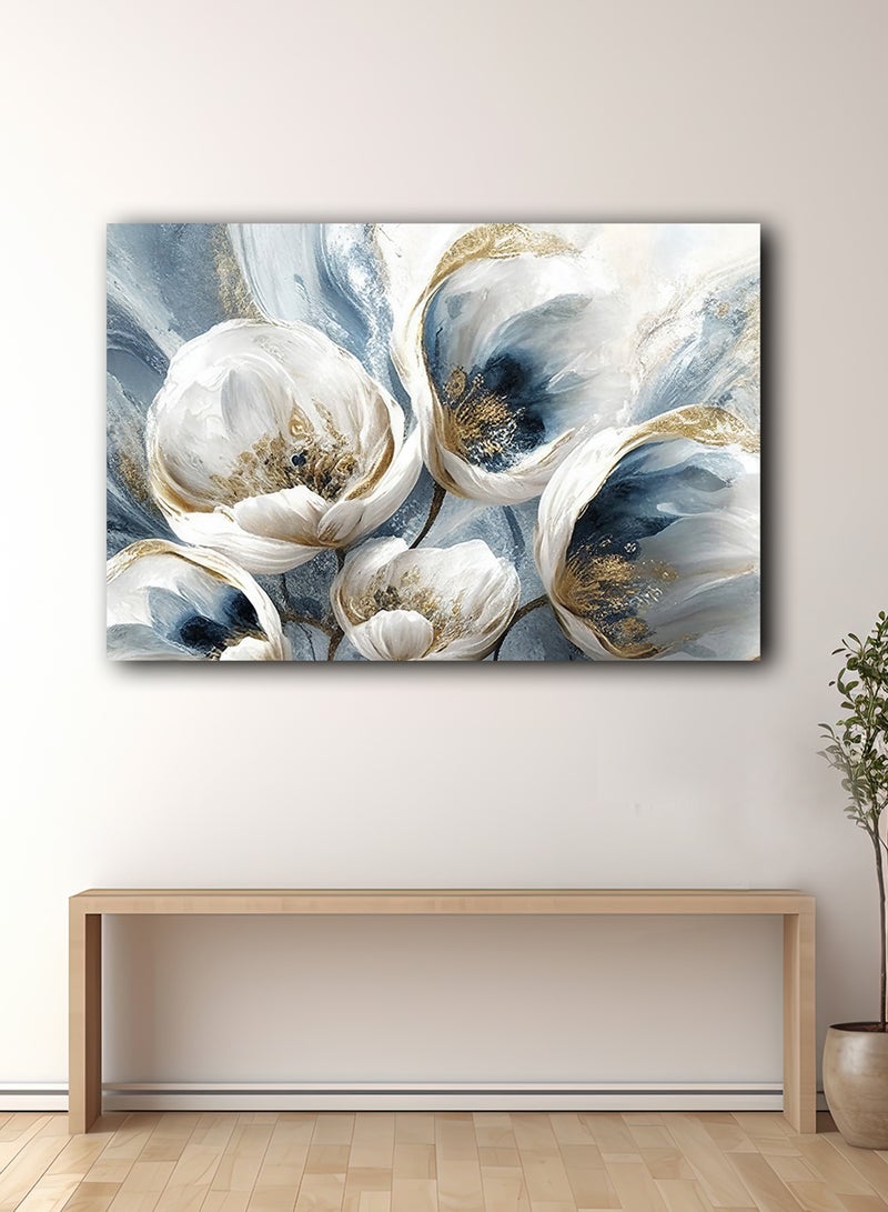LOWHA Canvas Wall Art Stretched Over Wooden Frame with Flowers Abstract Painting - Image 1