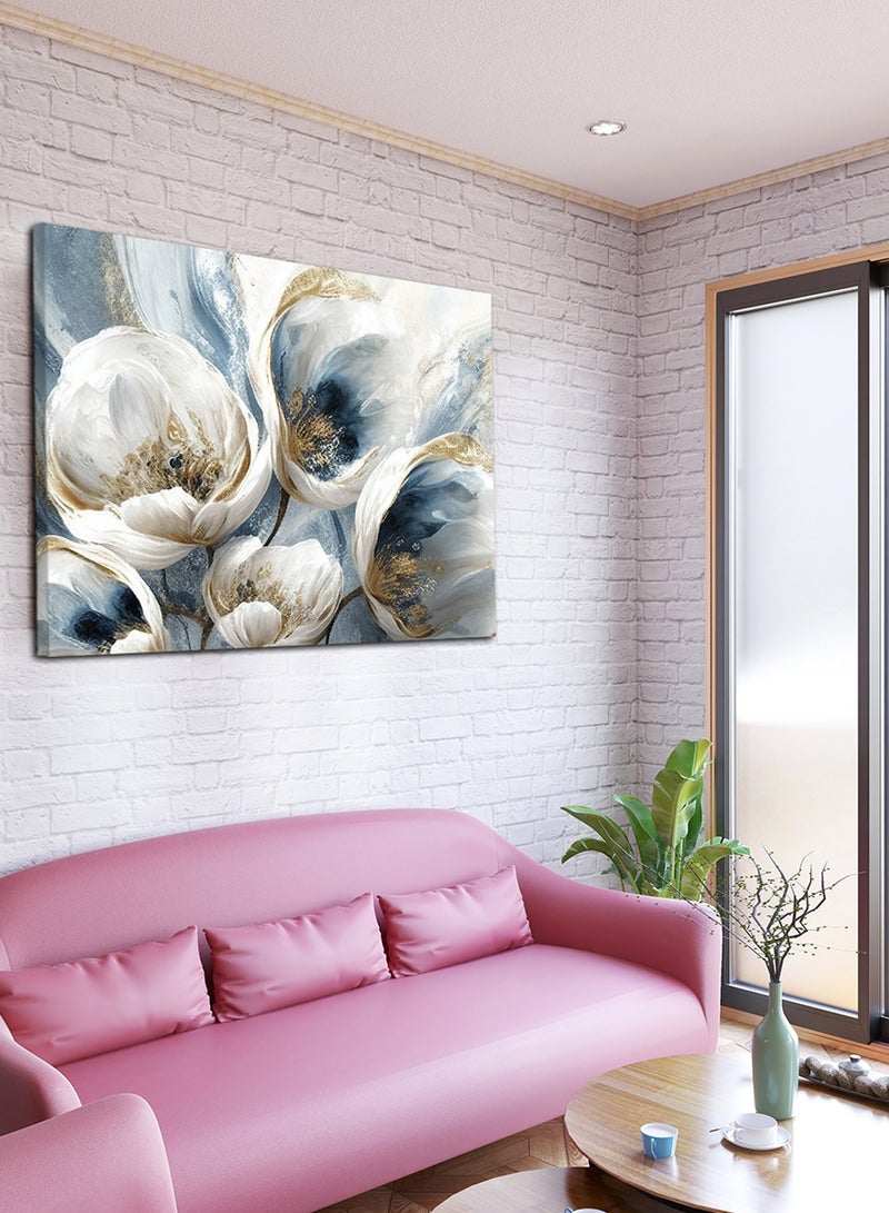 LOWHA Canvas Wall Art Stretched Over Wooden Frame with Flowers Abstract Painting - Image 2