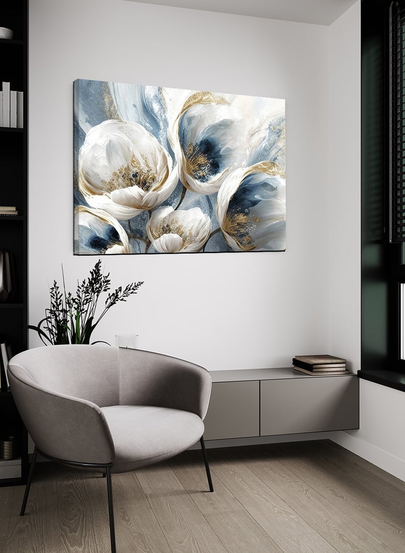 LOWHA Canvas Wall Art Stretched Over Wooden Frame with Flowers Abstract Painting - Image 3